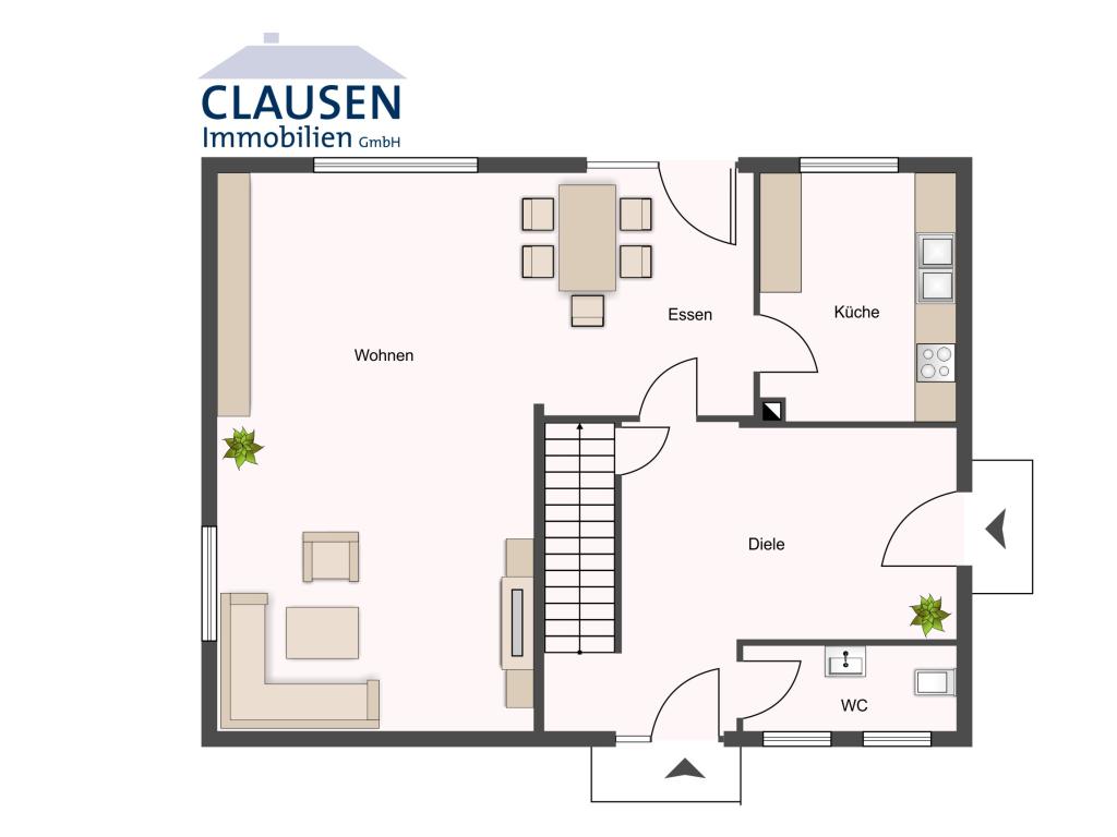 Einfamilienhaus: skizzierter Grundriss EG