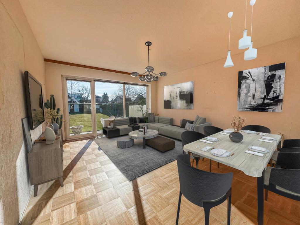 Einfamilienhaus: Wohn- und Esszimmer digitales Staging