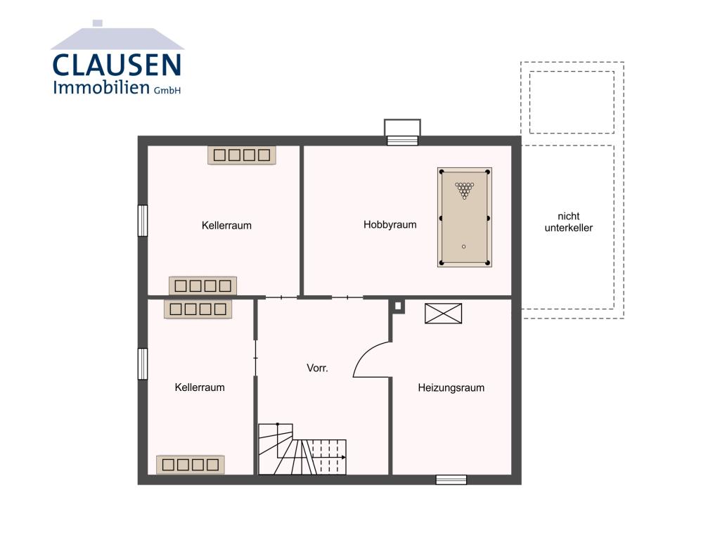 Einfamilienhaus: skizzierter Grundriss Keller
