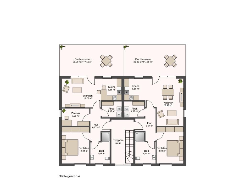 2 Zimmer Wohnung: skizzierter Grundriss
