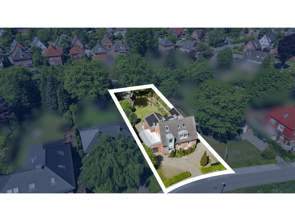 Villa: Luftansicht Grundstück mit 1.345 m²