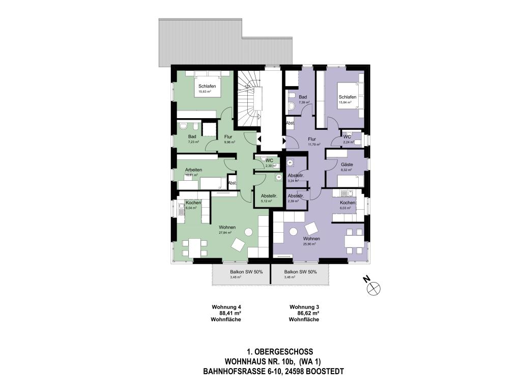 Mehrfamilienhaus: Grundriss 1. Obergeschoss