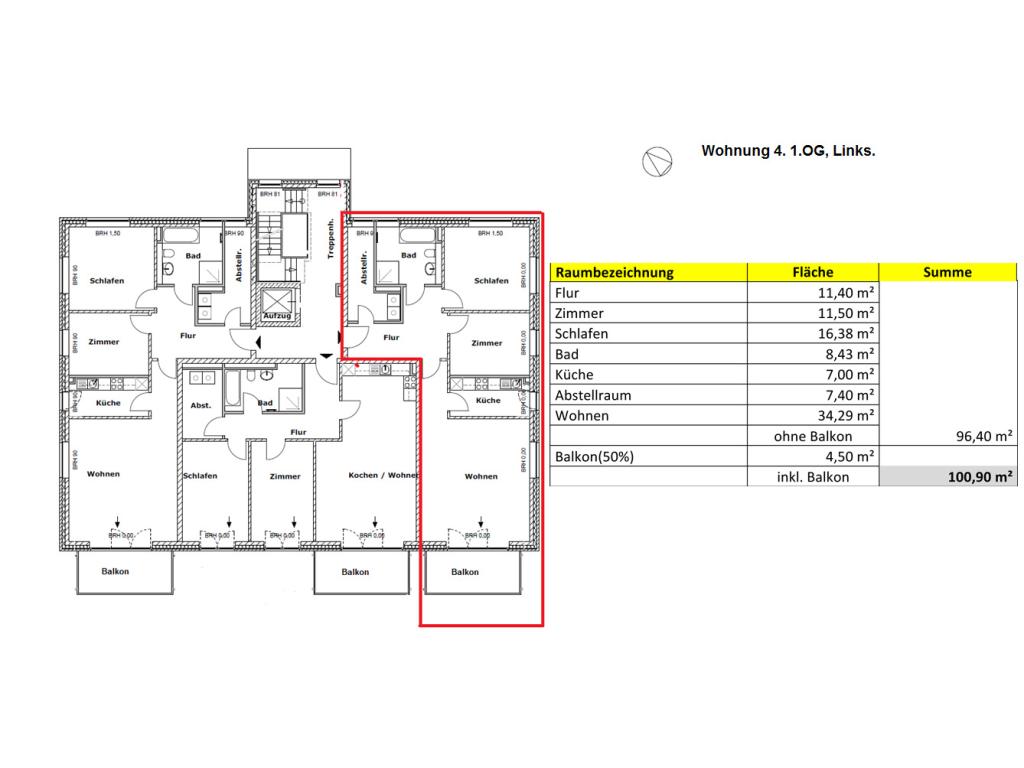 Mehrfamilienhaus: Beispiel Grundriss 1.OG