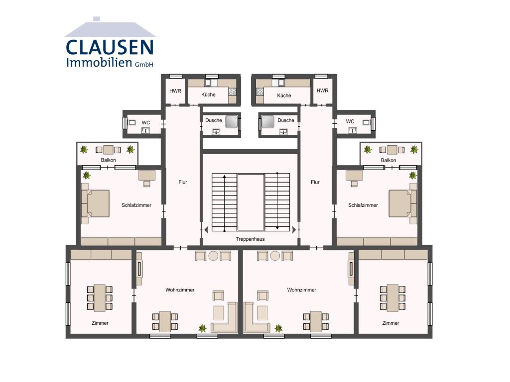 Mehrfamilienhaus: skizzierter Grundriss 1.OG