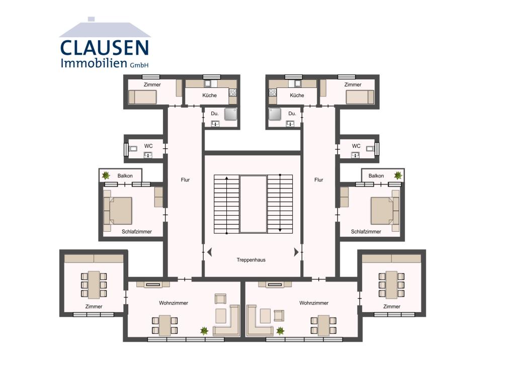 Mehrfamilienhaus: skizzierter Grundriss 2.OG
