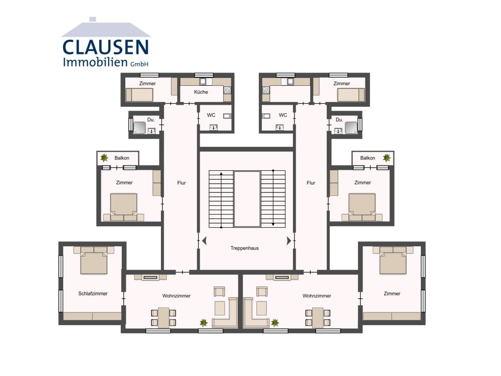 Mehrfamilienhaus: skizzierter Grundriss 3. OG