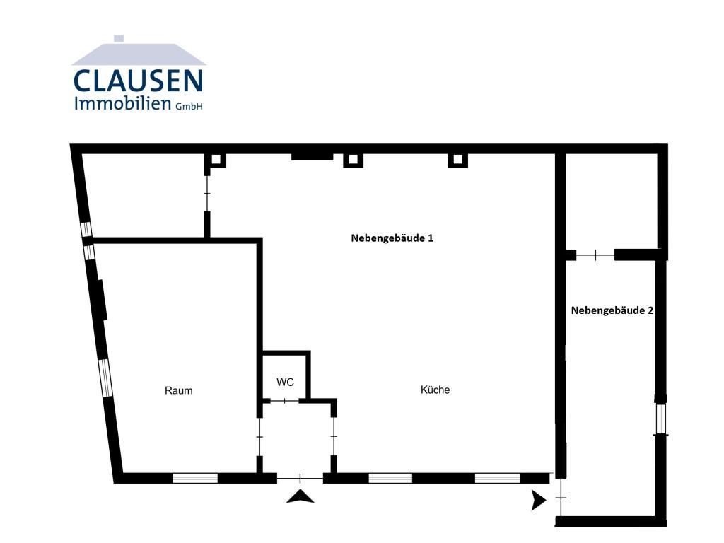skizzierter Grundriss der Nebengebäude Mehrfamilienhaus: skizzierter Grundriss der Nebengebäude