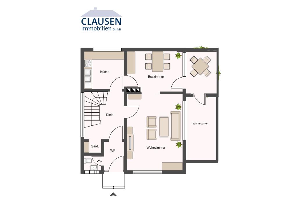 Einfamilienhaus: skizzierter Grundriss EG