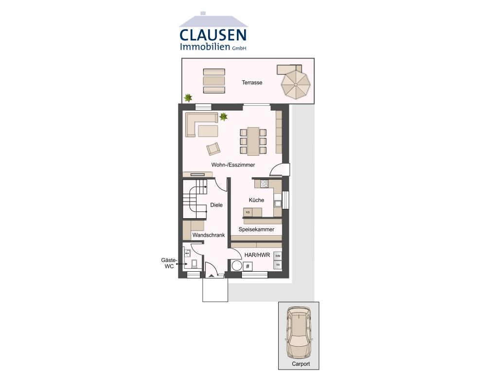 Doppelhaushälfte: Grundriss EG