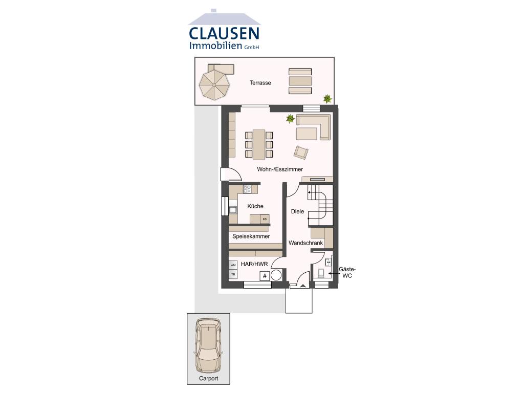 Doppelhaushälfte: Grundriss EG