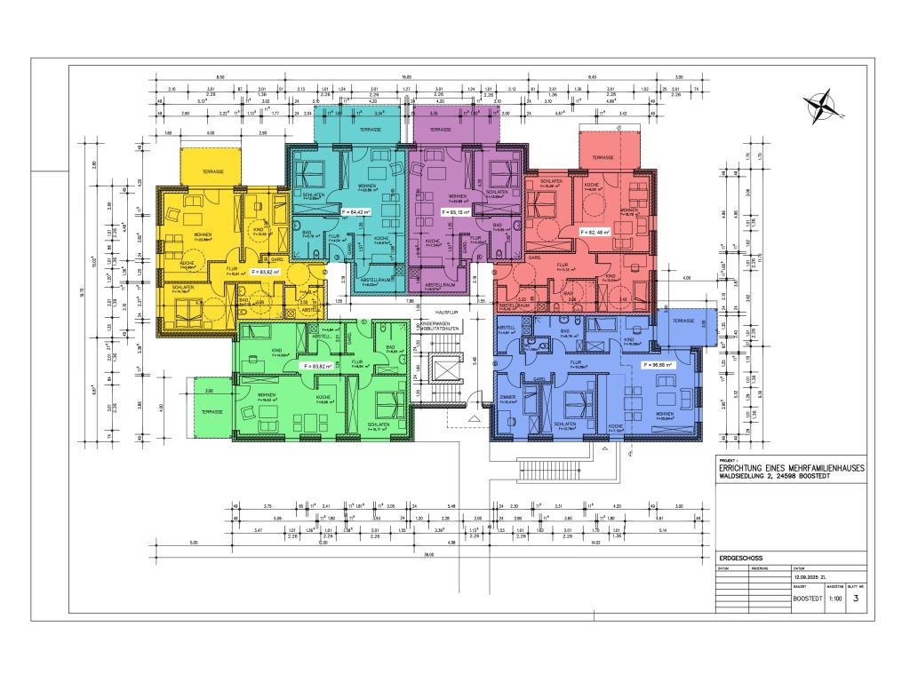 Grundriss EG - Whg. 6 (dunkelblau) 4 Zimmer Wohnung: Grundriss EG - Whg. 6 (dunkelblau)