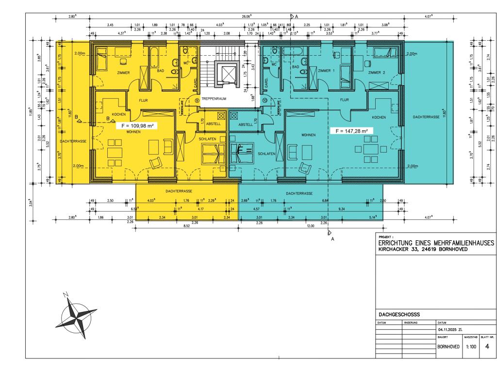 Grundriss DG - Whg. 9 (gelb) 3 Zimmer Wohnung: Grundriss DG - Whg. 9 (gelb)
