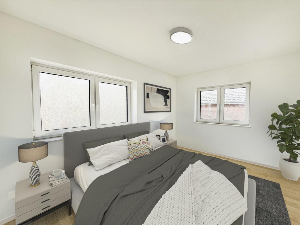 Schlafzimmer OG - Digitales Staging Doppelhaushälfte: Schlafzimmer OG - Digitales Staging
