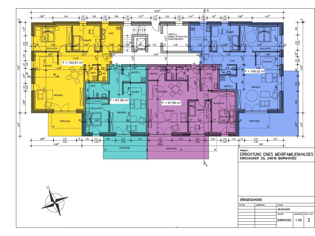 Grundriss EG - Whg. 3 (lila) 3 Zimmer Wohnung: Grundriss EG - Whg. 3 (lila)