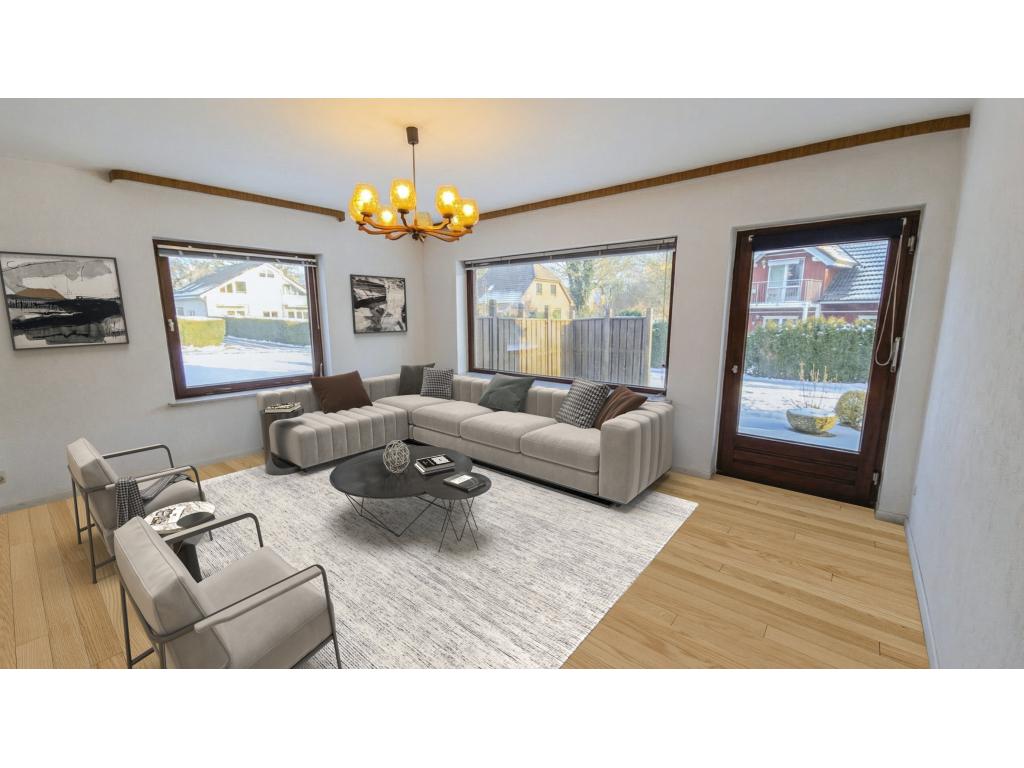 Wohnzimmer - Digitales Staging Einfamilienhaus: Wohnzimmer - Digitales Staging