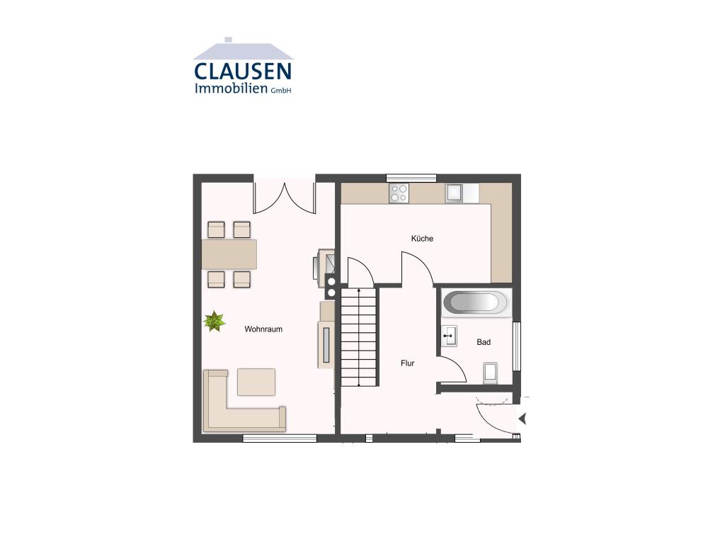 Doppelhaush&auml;lfte: skizzierter Grundriss EG