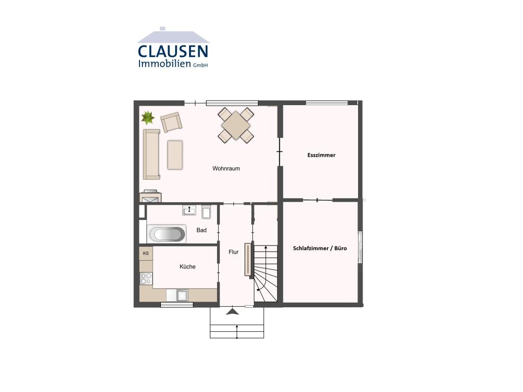 Doppelhaush&auml;lfte: skizzierter Grundriss EG