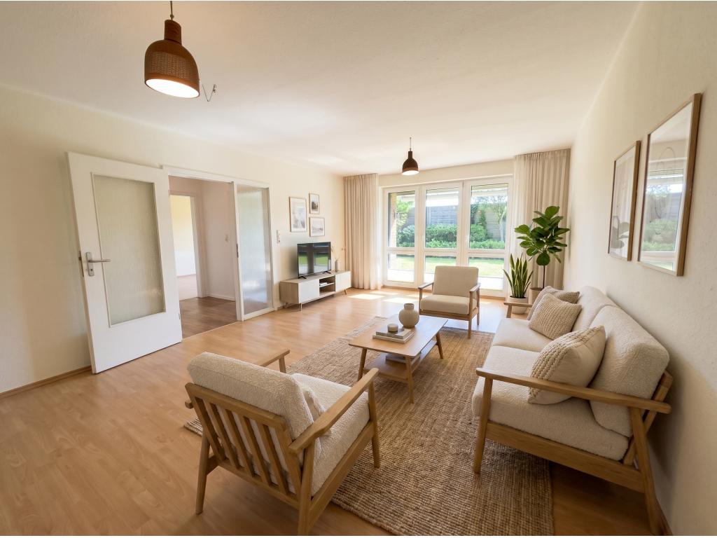 Wohn- und Esszimmer - digitales Staging 2 Zimmer Wohnung: Wohn- und Esszimmer - digitales Staging
