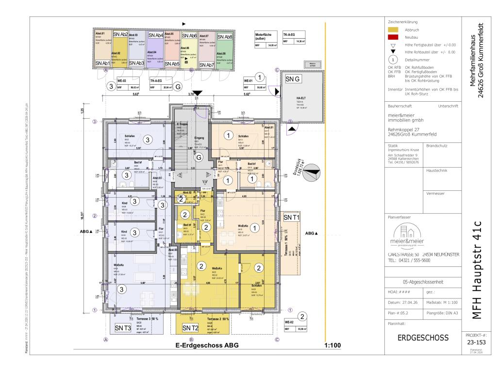 Grundriss WE 3 - (hellblau/grau) 4 Zimmer Wohnung: Grundriss WE 3 - (hellblau/grau)