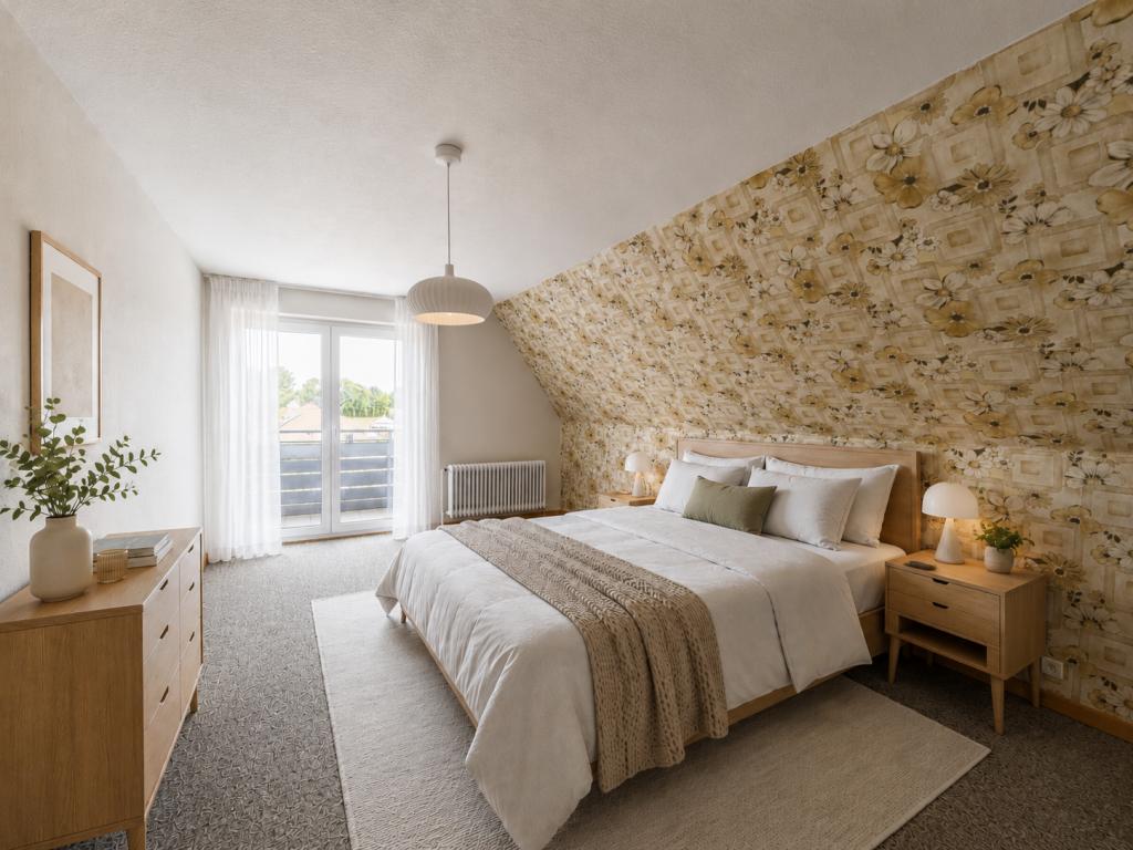 Schlafzimmer - digitales Staging Einfamilienhaus: Schlafzimmer - digitales Staging
