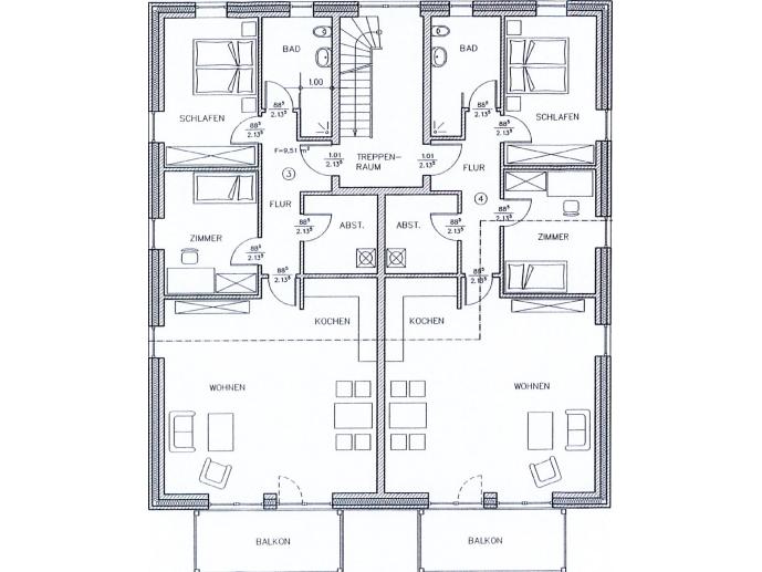 3 Zimmer Wohnung: Obergeschoss