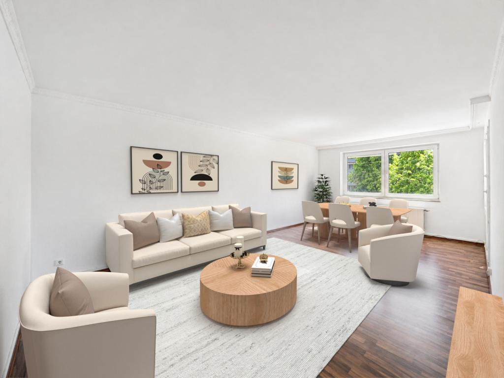 3 Zimmer Wohnung: Wohnzimmer - digitales Staging