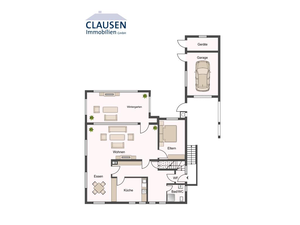 Einfamilienhaus: skizzierter Grundriss EG