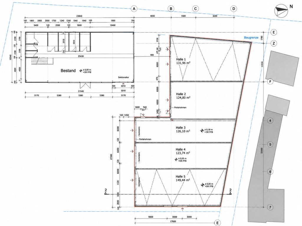 Halle/Lager: Grundriss - Gewerbehallen
