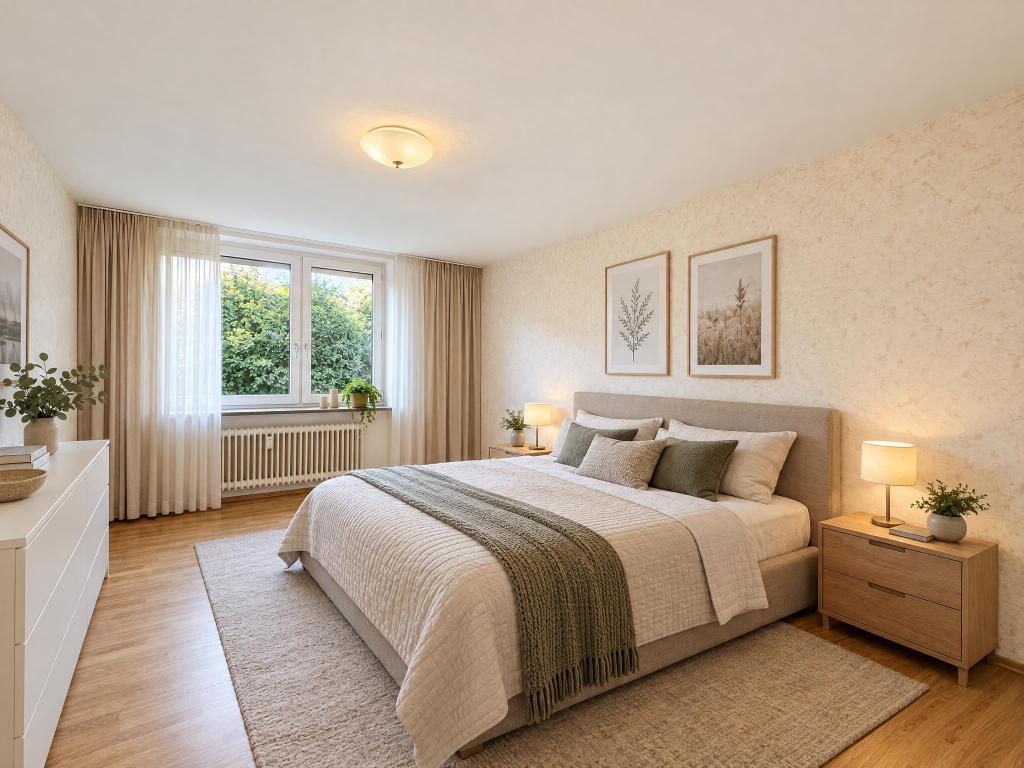 3 Zimmer Wohnung: Schlafzimmer - digitales Staging
