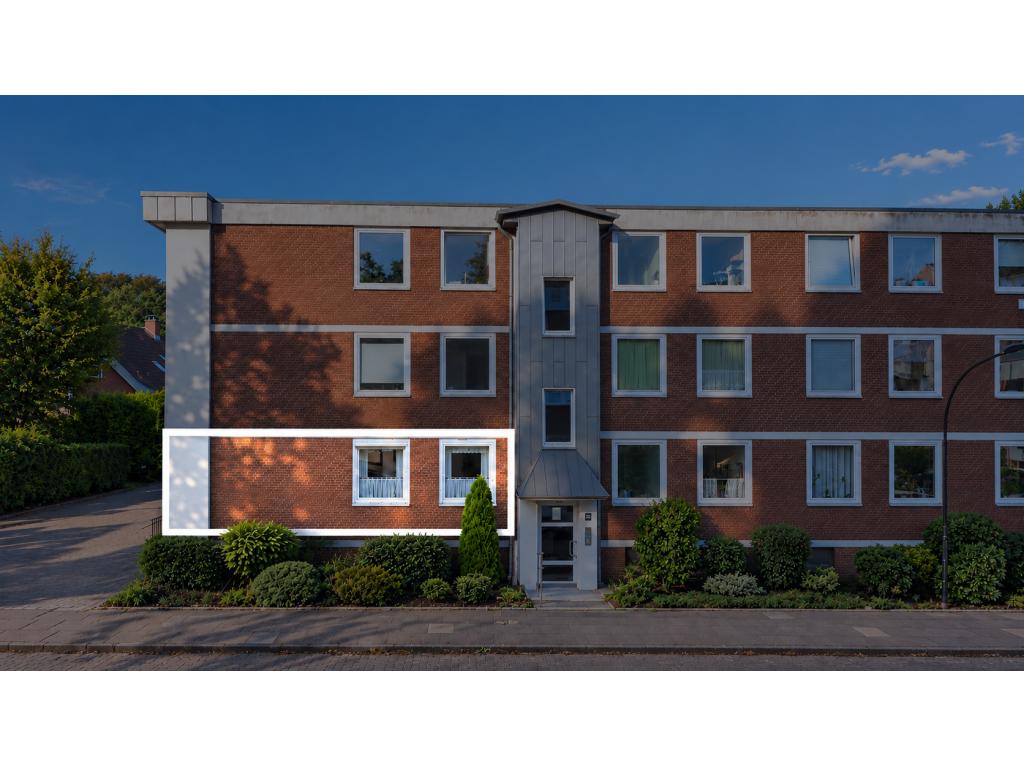 3 Zimmer Wohnung: Vorderansicht eingezeichnet